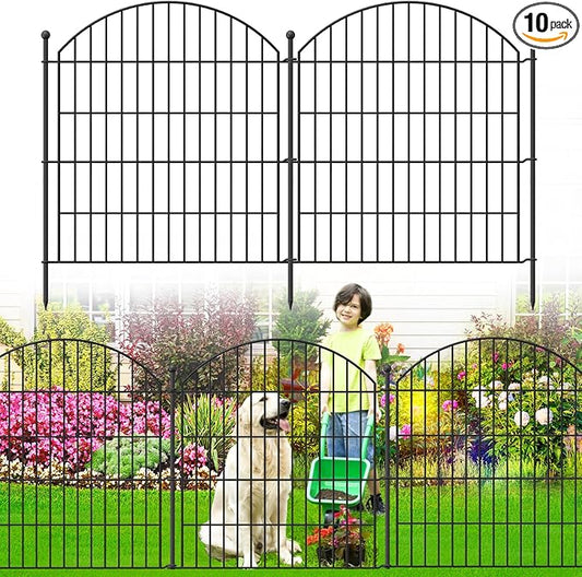 Decorative Garden Fence 32in (H) x24ft (L), 10 Pack No Dig Fence Animal Barrier for Dog, Arched Flower Bed Edging, Wire Border Panel Fencing for Yard Patio Outdoor Decor
