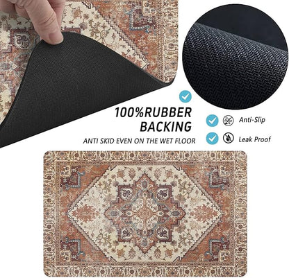 Dog Food Mats for Floors, Absorbent and Quick-Drying Pet Cat Food Mat,Anti-Fouling and Easy-to-Clean Pet Feeding Mat,Dog Bowl Mat for Messy Drinking Water Bowls.16 x24, Bohemia Style