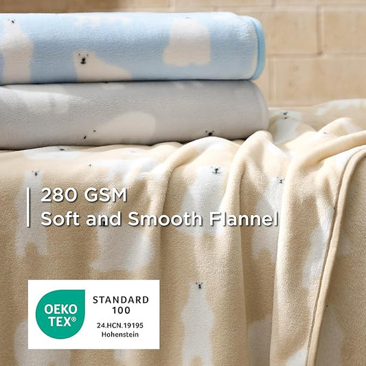 Bedsure 1 Pack 3 Pet Blankets, Super Soft Fluffy Premium Fleece Flannel Portable Throw Dog Blankets for Small Dogs, Printed Cat Puppy Blanket Light Blue/Grey/Brown Small(20x30 inch)