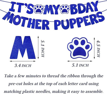 STMK Dog Birthday Decorations, Multi Sizes Dog Birthday Hat with Numbers Bandana Bow Tie It’s My Bday Mother Puppers Banner for Small Medium Dogs Pets (Blue, Small)