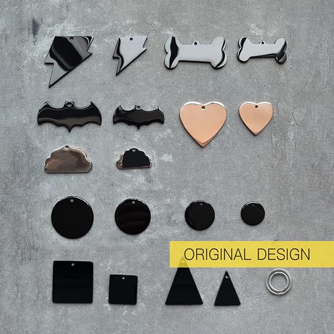 316 Surgical Grade Stainless Steel Personalized Dog & Cat ID Tags - Engraved Name or Text for Pet Collar Accessories, Original Funny Shapes (Triangular)