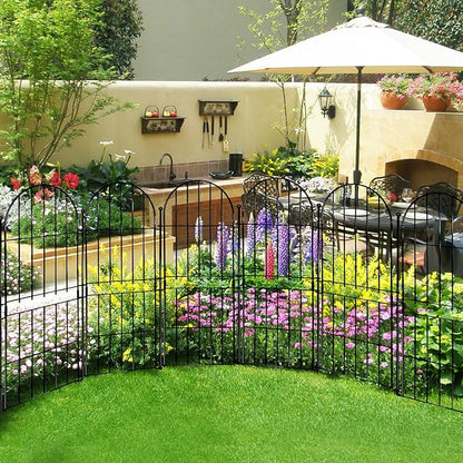 Decorative Garden Fence 31in (H) x10ft (L), 10 Pack No Dig Fence Animal Barrier for Dog, Arched Flower Bed Edging, Wire Border Panel Fencing for Yard Patio Outdoor Decor