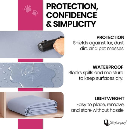 SILLY LEGACY Thin Reversible Waterproof Protective Bed Cover (King Size, 100 x 96 inch), for Pets, Babies; Incontinence, Dirt, Drool