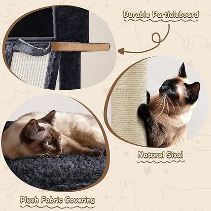 Yaheetech 63.5in Multi-Level Cat Tree Tower Condo with Scratching Posts, Platform & Hammock, Cat Activity Center Play Furniture for Kittens, Cats & Pets
