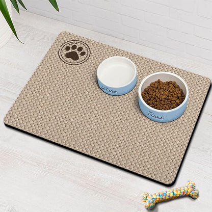 Pet Feeding Mat for Floors Waterproof Dog Mat for Food and Water Absorbent Quick Dry Non Slip mat for Cat Bowls