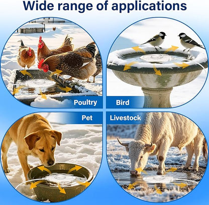 100W Bird Bath Heater, Birdbath Heaters for Outdoor Bird Bath Water Heater in Winter Submersible Thermostat Control, Heated Bird Bath Deicer for Outside Bird Chicken Poultry Livestock (White)