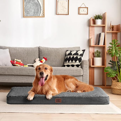 EHEYCIGA Orthopedic XXL Dog Beds for Jumbo Dogs with Removable Washable Cover for Crate, Grey, 47x29