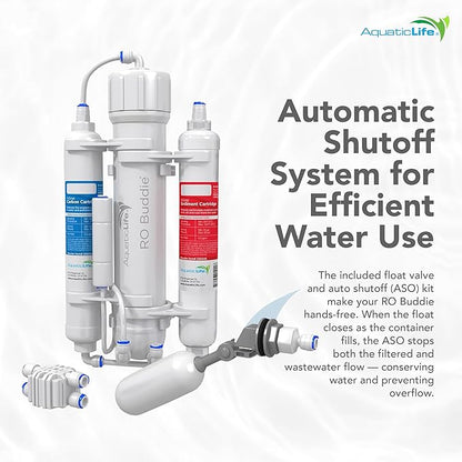 Aquatic Life RO Buddie 3-Stage Hydroponic Reverse Osmosis Water Filter System RO Filtration Unit, 75 GPD