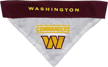 Pets First NFL Dog Bandana - Washington Commanders Reversible PET Bandana. 2 Sided Sports Bandana with a Premium Embroidery Team Logo, Small/Medium. - 2 Sizes & 32 NFL Teams Available (WAC-3217-S-M)