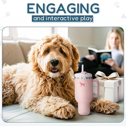 Pup Cup Tumbler Dog Toy – Cute Girl Dog Toy, Easter & Birthday Gift, Interactive Squeaker, Fun Puppy Present (Pink Peach Dust)