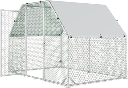 4ever2buy Chicken Runs for Yard with Cover, Large Metal Chicken Run Walk in Metal, Outside Dog Kennel with Roof, Flat Roofed Outdoor Kennel for Cats(9.2’Lx6.23’Wx6.4’H)