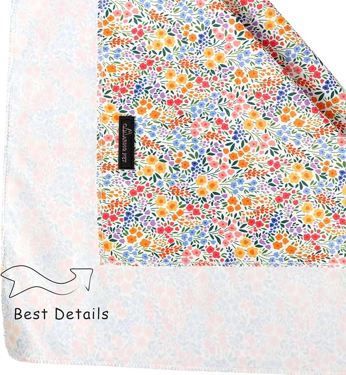 ARING PET Girl Dog Bandana, Spring Summer Daisy Floral Pet Bandana Scarf Triangle Bibs for Puppy Small Medium Large Dogs-L
