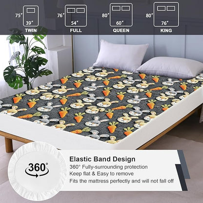 Waterproof Mattress Protector King, Fitted Sheet Style Breathable Mattress Cover with Deep Pocket Fits Up to 18'', Noiseless Bed Cover for Kids Adults Pets, Machine Washable (Gray-Carrot, 76'' X 80'')