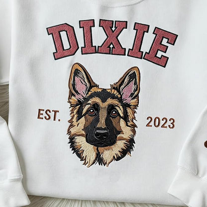 GODLOVER Custom Embroidered Dog Mom Sweatshirt and Hoodie, Line Art Dog Cat Image, Personalized Portrait Shirt, Custom Dogs Name On Sleeve, Dogs Mom Sweatshirts, Pet Lover Gifts, Sweatshirts For Women