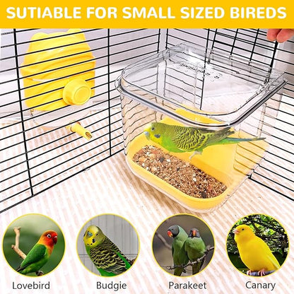 Bird Bath for Cage Bird Shower Bath Parrot Cage Feeder Cage Accessories with Parrot Water Dispenser for Budgie Parakeet Lovebird Cockatiel