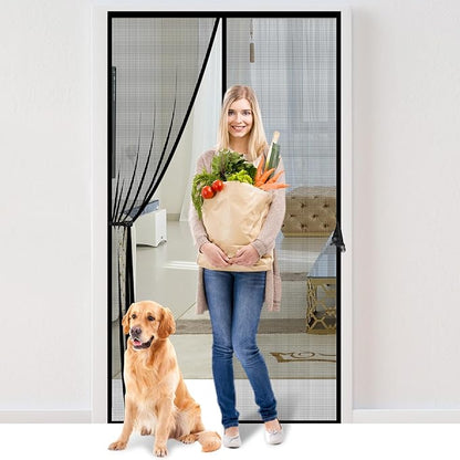 Fiberglass Magnetic Screen Door Fit Door Size 36 x 78 in- Heavy Duty Fiberglass Screen Door Mesh for Interior Door, Patio and Sliding Doors - Door Screen Magnetic Closure Let Fresh Air in