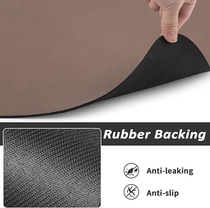 Dog Food Mat - Absorbent Cat Mat for Food and Water, No Stains Pet Feeding Bowl Mat, Easy to Clean Pet Placemats, Quick Dry Dog Water Dispenser Mat for Messy Drinkers | Paw Brown 24"x36"