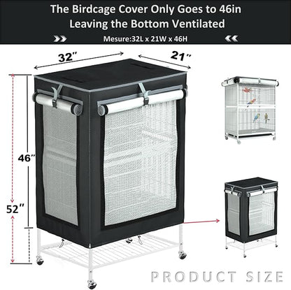 Universal Large Bird Cage Cover - Bird Cage Covers for Night, Good Night Bird Cage Cover for Large Bird Cage，Size 32inx 21inx 46in
