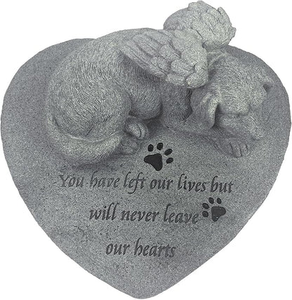Angel Dog Pet Memorial Stone, Outdoor Decor, Pet Loss Headstone, Memorial Sculpture for Dog Grave Marker
