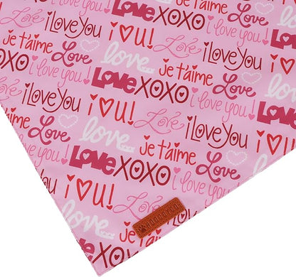 ADOGGYGO Valentine Dog Bandanas 2 Pack, Reversible Heart Love Print Pet Scarf, Premium Fabric, Adjustable Fit Pink Red Valentine Bandanas for Medium Large Dogs (Large)