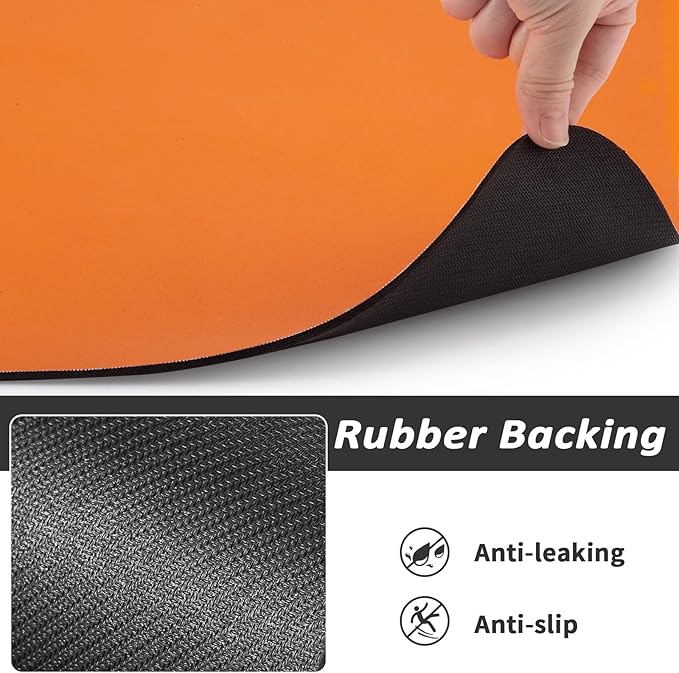 Dog Food Mat - Absorbent Cat Mat for Food and Water, No Stains Pet Feeding Bowl Mat, Easy to Clean Pet Placemats, Quick Dry Dog Water Dispenser Mat for Messy Drinkers | Orange 16"x 24"