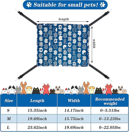 Jetec 2 Pack Cat Hammock for Cage, Catio Accessories Reversible Soft Cats Bed with Adjustable Straps and Hooks Double-Sided Linen and Fleece Hanging Hammock for Cats, Kitten(Cat and Plaid,S)