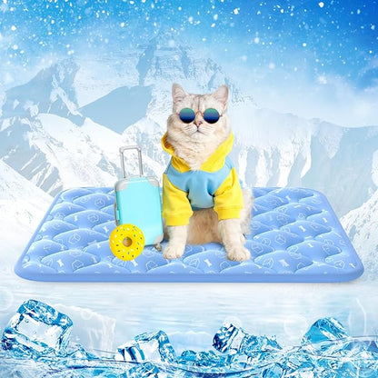 Rywell Dog Cooling Mat 2.0, Ocean Blue,24" x 18" Thick & Durable Cooling Ma for Dogs&Cats, Long-Lasting Cool with Waterproof & Color-Changing Arc-Chill Tech (Q-Max>0.5) Washable& Non-Toxic