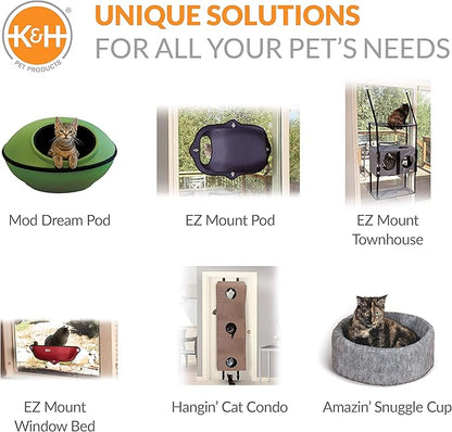 K&H Pet Products Cat Tower Tree Condo for Multiple Large Indoor Cats, Modern Cute Multi-Level Hammock Bed, Kitten & Adult House Activity Cave Large Cozy Hideaway - 3 Level Denim 22 X 30in