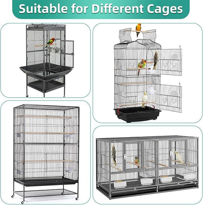 Large Bird Cage Cover, Bird Cage Seed Catcher, Adjustable Soft Airy Nylon Mesh Net, Birdcage Cover Skirt Seed Guard for Parrot Parakeet Macaw African (Solid-White, 15.7" x118")