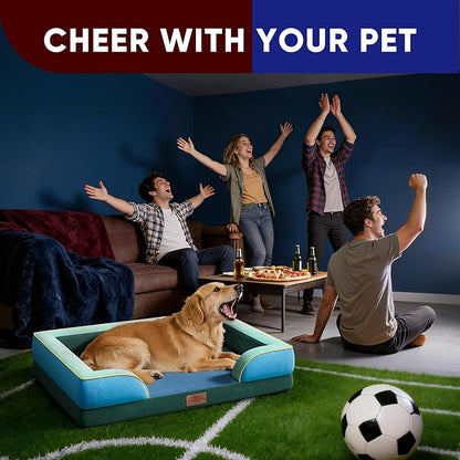 Comfort Expression Orthopedic Dog Bed for Extra Large Dogs 42x30 Inch, Waterproof Egg Crate Foam XL Pet Bed with Removable Bolsters, Dog Couch with Washable Cover & Non-Slip Bottom, Dallas