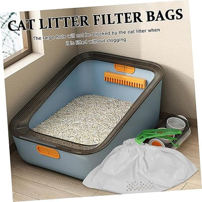 7pcs Cat Litter Filtering Bag White Cat Waste Filter Pouch for Easy Cleanup Litter Supplies for Pet Owners