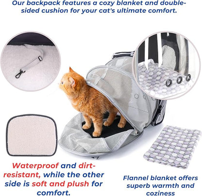 Lollimeow Cat Carrier Backpack, Expandable Bubble Pet Carrier for Cats and Small Dogs, Airline Approved Travel Backpack for Hiking, Walking & Outdoor Adventures - Supports up to 14 lbs