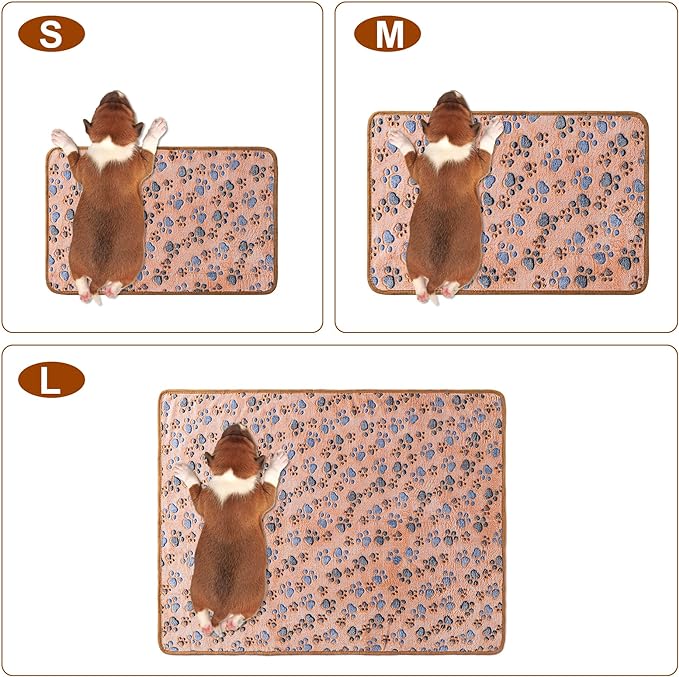 1 Pack 3 Blankets Super Soft Fluffy Premium Fleece Pet Blanket Flannel Paw Printed Throw for Dog Puppy Cat (Large 41x31'', Brown, Pink, White)