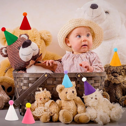 10 Pcs Mini Birthday Party Hats Multicolor Lovely Cone Hats for Animals Stuffed Pets Birthday Holiday Accessories Decoration Supplies