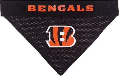 Pets First NFL Cincinnati Bengals Reversible Bandana Size XX-Large for Dogs & Cats. 2 Sided Sports Bandana, Premium Embroidery Team Logo, Many NFL Teams Available