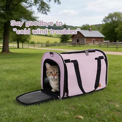 TWDEPART Cat Carrier Backpack - Multifunctional, Firm & Foldable with Roll-Up Shade, Breathable Design Includes Collapsible Bowl and Cushion (Pink)