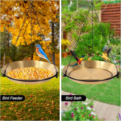 Hanging Bird Bath Bird Feeder Bowl with 16.3 inch Iron Hanging Chain Detachable Outdoor Decor for Garden Backyard Patio and Deck - Perfect for Attracting Birds