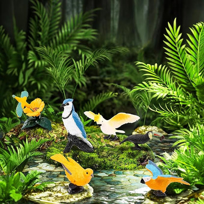 ZENFUN 29 Pieces Realistic Bird Animals Figurines, Mini Bird Model, Birds Cake Cupcake Topper, Parrot Figurine, Miniature Birds Animal Figure for Birthday Party Supply