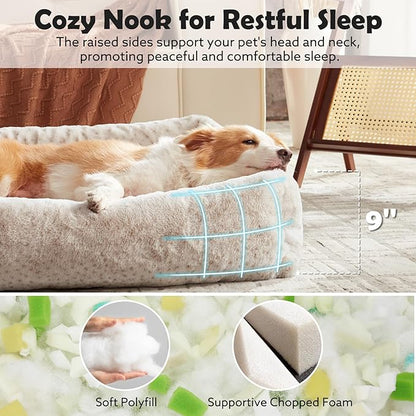 JOEJOY XL Dog Beds Large Sized Dog, Washable Orthopedic Premium Soft Corduroy Fleece Pet Bed with Removable Zipper Cover, Cute Calming Puppy Bed with Non Skid Bottom