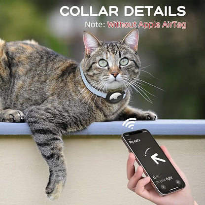 AirTag Cat Collars, Stretchy Collar with Apple AirTag Holder and Bell, Breakaway Ultra Design Elastic GPS Tracking Collars for Cats and Puppies, (7.5-12.5 Inch), Blue