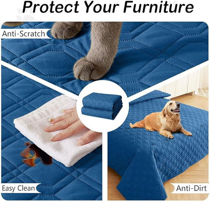 hyha Waterproof Dog Bed Blanket, Soft Pet Blankets, Waterproof Couch Cover for Dogs, Reversible Sofa Covers Washable for Furniture (52x82 Inch, Navy Blue/Navy Blue)