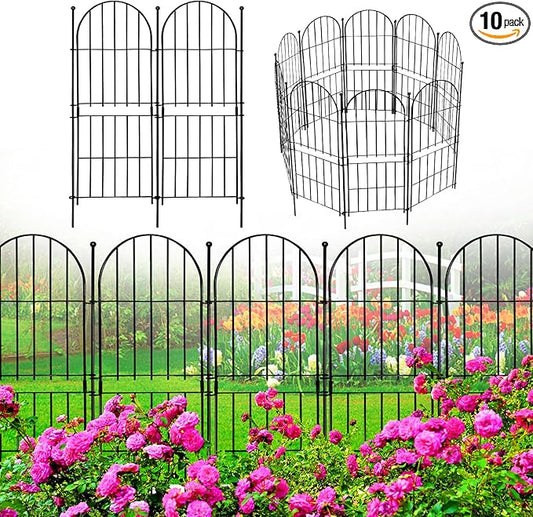 Decorative Garden Fence 31in (H) x10ft (L), 10 Pack No Dig Fence Animal Barrier for Dog, Arched Flower Bed Edging, Wire Border Panel Fencing for Yard Patio Outdoor Decor