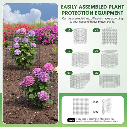 30Pcs Plant Protector from Animals,10 Pack 12'' x 12'' Wire Plant Protectors for Garden, Heavy Duty Plant Cages to Keep Animals Out, Wire Mesh for Plant Protection with Zip Ties & Stakes
