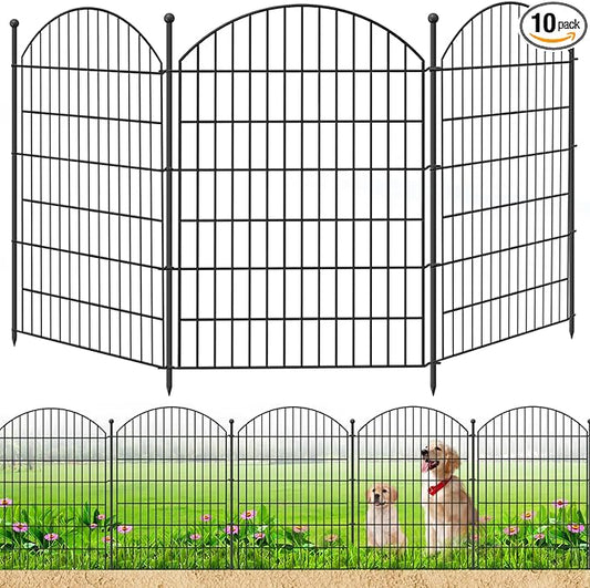 Decorative Garden Fence 40in (H) x24ft (L), 10 Pack No Dig Fence Animal Barrier for Dog, Arched Flower Bed Edging, Wire Border Panel Fencing for Yard Patio Outdoor Decor