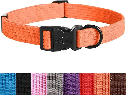 lynxking Dog Collar Soft Padded Breathable Cotton Solid Color Strong Adjustable Pet Collar for Little Puppy