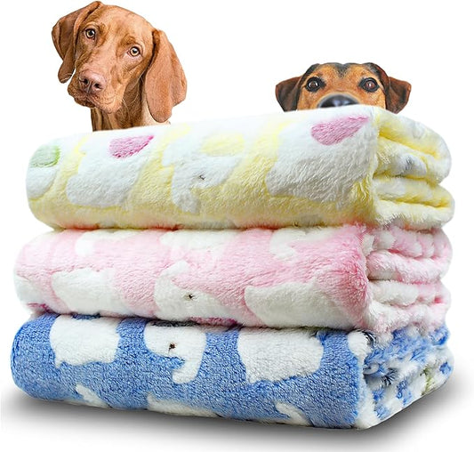 Dog Blankets for Medium Large Dogs, 3 Pack Washable Pet Throw 41" x 31", Fuzzy Soft Puppy Cover for Kennel Crate Bed