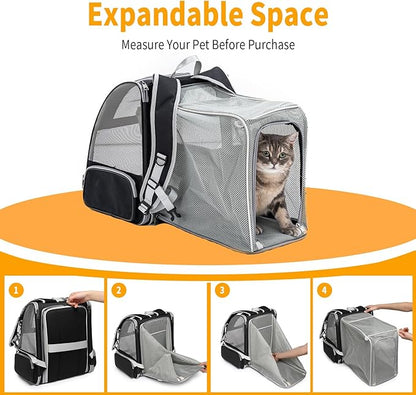 Cat Backpack，Expandable Cat Carrier Backpack, Dog Backpack Carrier and Pet Carrier Backpack, Suitable for Cats, Kittens or Small Dogs, Travel Friendly Puppy Cats Bag (Black)