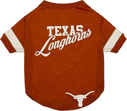NCAA Texas Longhorns T-Shirt for Dogs & Cats, Medium. Football/Basketball Dog Shirt for College NCAA Team Fans. New & Updated Fashionable Stripe Design, Durable & Cute Sports PET TEE Shirt Outfit