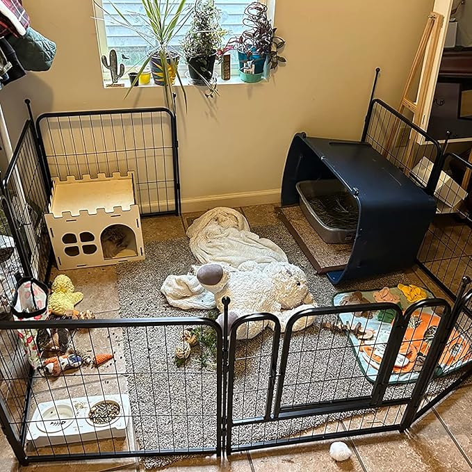 Dog Playpen,Portable Outdoor Dog Fence, Dog Playpen for Large/Medium/Small Dogs, Dog Fences for The Yard,with Doors Foldable Metal (32 inch, 32 Panels)