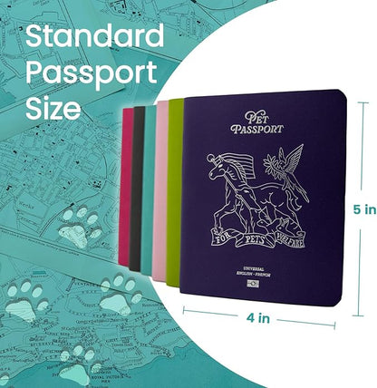 Color Premium PU Leather stitch-sewn US Pet Passport Medical Record for Pet Health and Vaccination English + Spanish for Cat, Dog, Puppy and Kitten (Brown, Single)